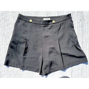 H&M Womens 12 Black Skirt Shorts Mini Lined Shorts Gold Button Accent Preppy